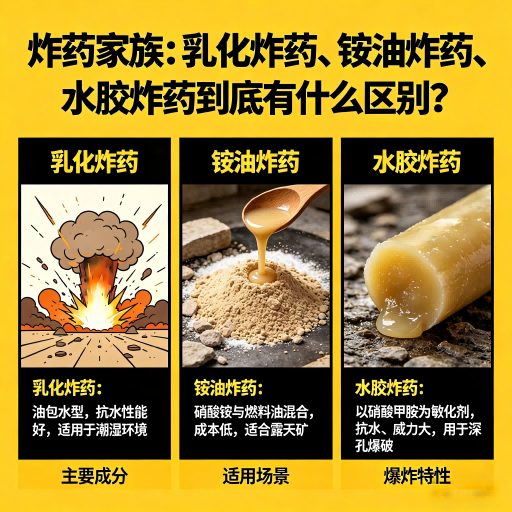无棣炸药家族：乳化炸药、铵油炸药、水胶炸药到底有什么区别？